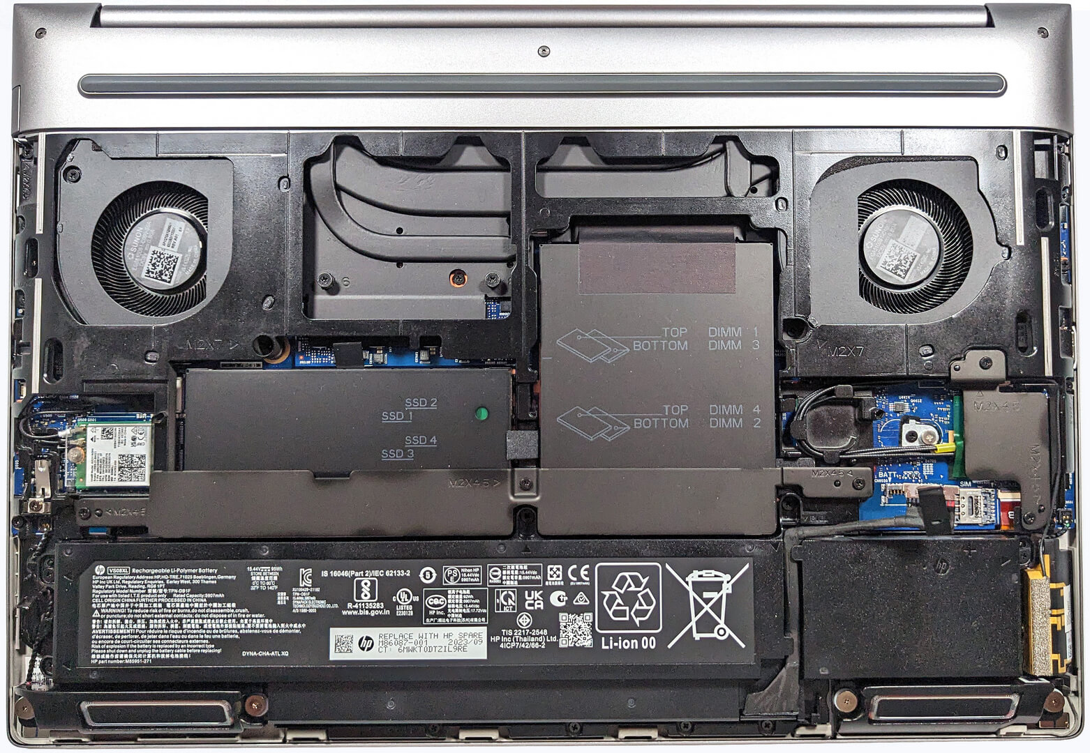 Internal Photo of HP ZBook Fury 16 G9 G9V G10 G11 backlit US keyboard black (HP ZBook Fury 16 G10)